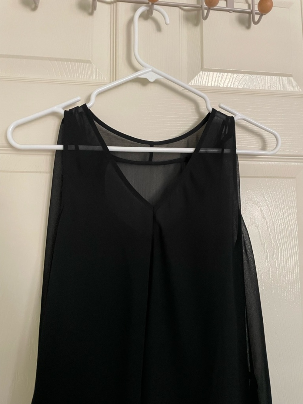 AllSaints Black Sleeveless V-Neck Chiffon Top - Picture 3 of 5
